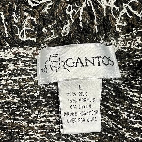 Vintage Gantos Cardigan Sweater L Zip Silk Textured Loop Knit 80's 90's Fringe - Picture 8 of 9